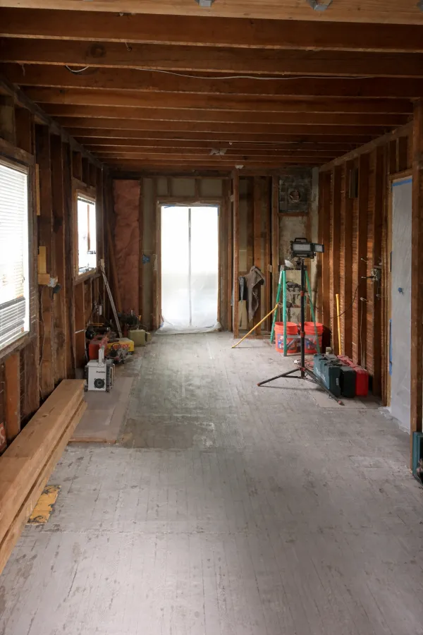Brooklyn kitchen in Southeast Portland during construction was taken down to the studs.